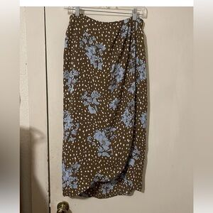 Maverick‎ Brown Floral Wrap Skirt Sz M Y2K